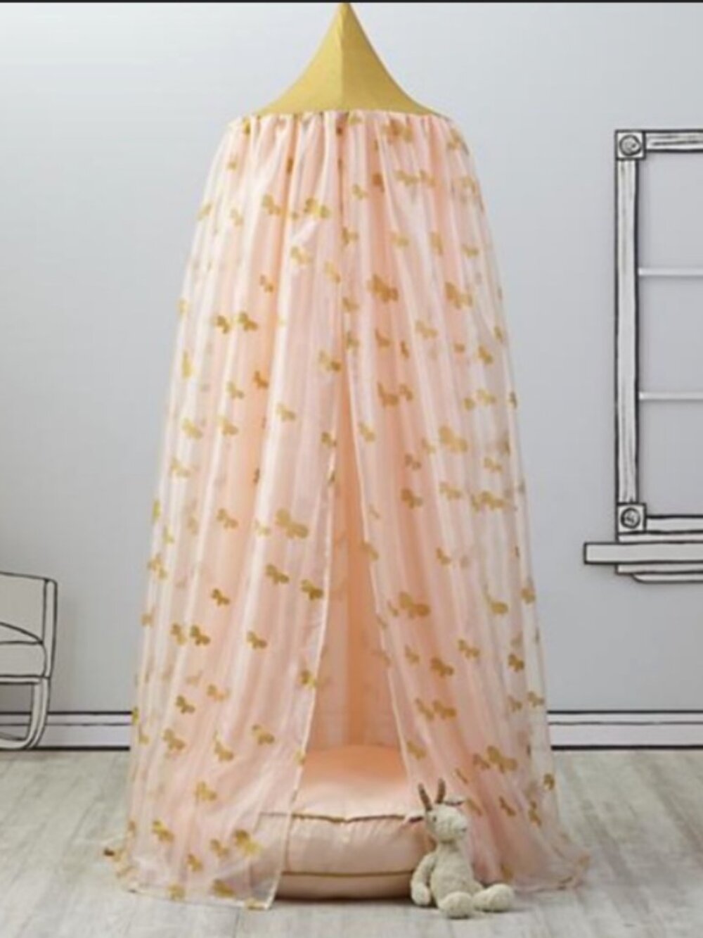 Land of Nod Retired Butterfly Canopy Meditation Tent Pink Gold